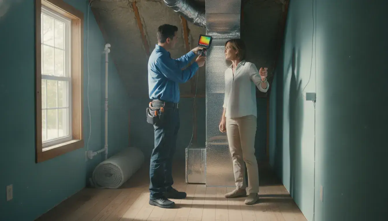 HVAC professional conducting a whole-home performance assessment